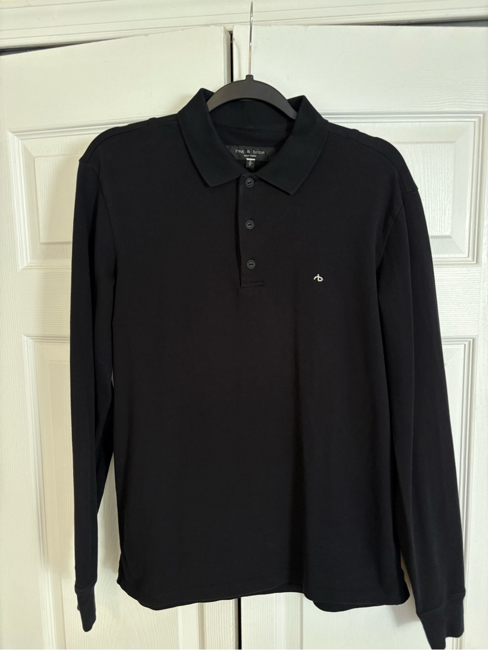 rag & bone Long Sleeve Polo Shirt - Black